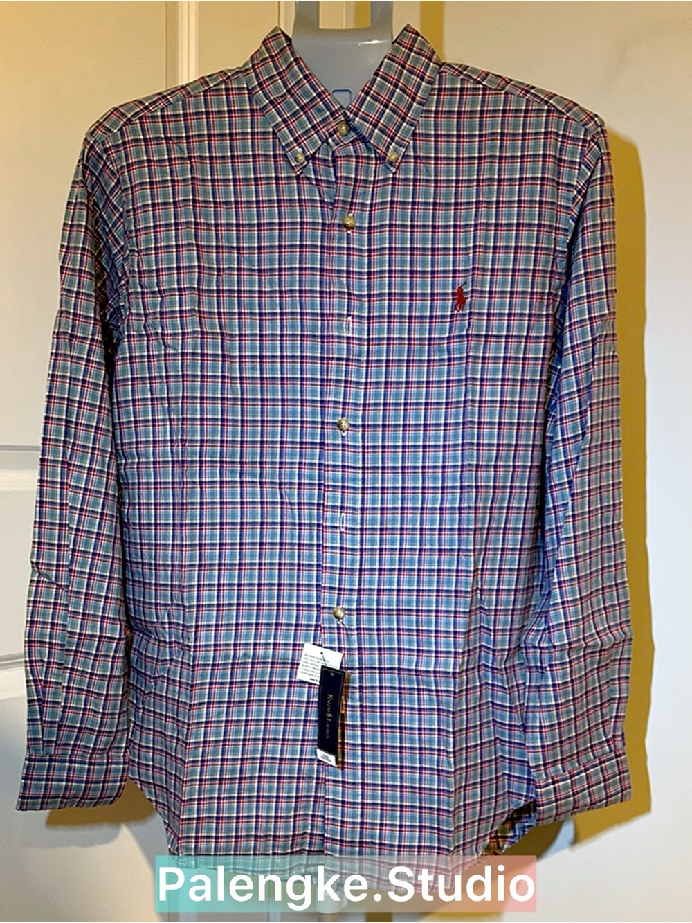 Ralph Lauren Men's Button-Down Plaid Shirt - Blue, Red, White